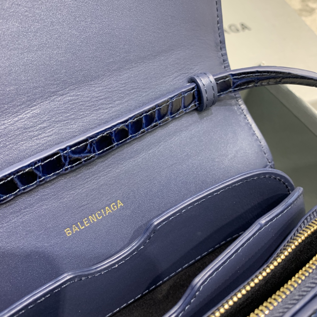 Balenciaga Small Woc Crocodile Embossed Shoulder Bag Dark Blue